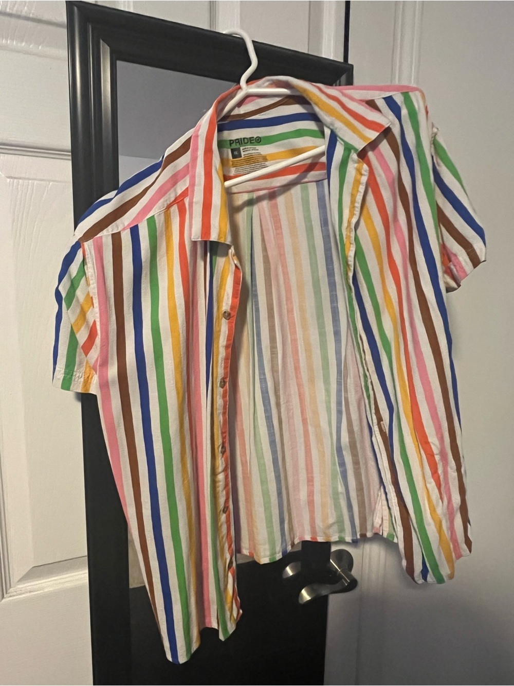 Target Multicolor Vertical Stripe Short Sleeve Button-Up Shirt